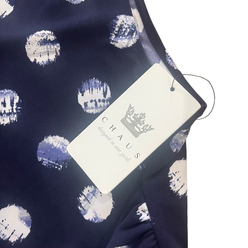 CHAUS Womens Batik Shibori Evening Navy Sleeveless Dress Size Large New Casual - Picture 5 of 7